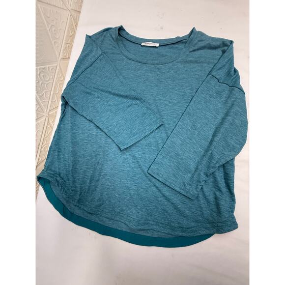 Kancystore Top size Large teal women t-shirt shortened 3/4 sleeve soft - Picture 5 of 6